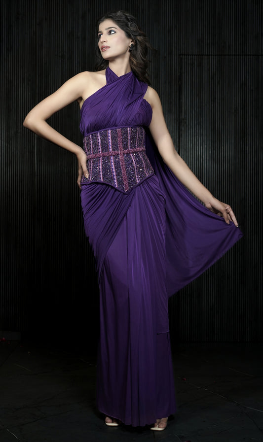 Violet Allure Corset Saree