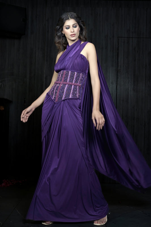 Violet Allure Corset Saree