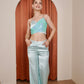 Blue Sequin Satin Co-ord Set