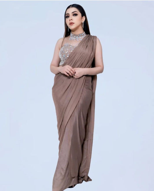 Mocha Luxe Drape saree